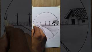 Landscape Scenery Drawing drawing pencildrawing viralshort easydrawing statusvideo [upl. by Kahler]