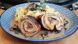 Saltimboccas de dinde fumées au kamado crème aux champignons des bois [upl. by Arta356]