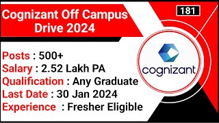 Cognizant Off Campus Drive 2024  Cognizant Graduate Trainee Job  Cognizant Jobs [upl. by Carver]