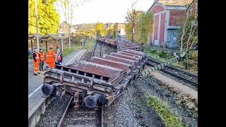 Entgleisung zweier Güterwaggons am Bahnhof Ferndorf 23 Oktober 2024 [upl. by Seadon]