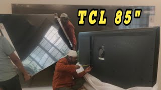 TCL 85 INCH 4K TV WALL MOUNTING  85 INCH QLED TV WALL MOUNTING  FIXABLE BRACKET  TV FITTING  TV [upl. by Atsejam]