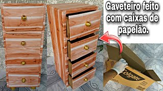 COMO FAZER GAVETEIRO ORGANIZADOR COM CAIXAS DE PAPELÃO ORGANIZADORFEITOCOMCAIXASDEPAPELÃO DIY [upl. by Pelagi]