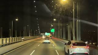 Driving Across Whitestone Bridge in NY At Night [upl. by Riada]