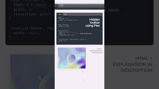 Hidden Toollbar using Flex  shortsfeed shorts htmlcsswebsite webdesign flexdesign [upl. by Fante]