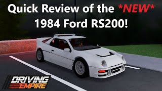 Quick Review of the NEW 1984 Ford RS200 in Driving Empire December 2022 [upl. by Baldwin]