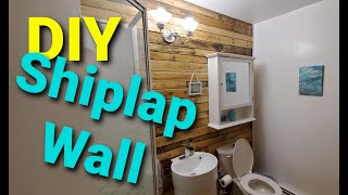 DIY Shiplap Wall  Recycled Pallets  Bathroom Reno [upl. by Ever709]