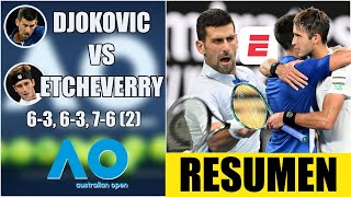 Novak Djokovic vs Tomas Etcheverry  3ra Ronda RESUMEN HIGHLIGHTS  Australian Open 2024 [upl. by Serilda423]