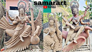 Saraswati murti making new design part 2  big saraswati murti banana [upl. by Shiau]