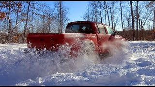 Dodge Ram Dakota 4x4 47L V8 Deep Snow Donuts Drifts Slides FUN [upl. by Ahsinek979]