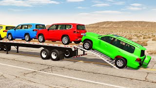 Flatbed Truck Mcqueen  Transportation with Truck  Pothole vs Car 204  BeamNGDrive [upl. by Shiau]