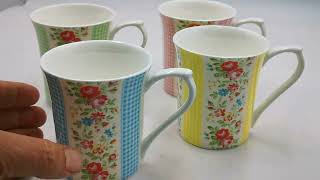 Cath Kidston by queens Kitchen set of 4 Mugs [upl. by Tsenre]