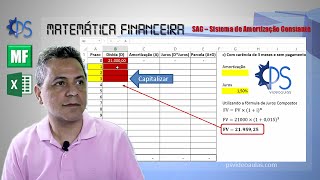 MATEMÁTICA FINANCEIRA  SAC  Sistema de Amortização Constante  Excel [upl. by Gentry]