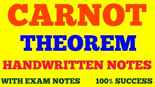 CARNOT THEOREM  HANDWRITTEN NOTES  STATEMENT amp PROOF OF CARNOT THEOREM THERMODYNAMICS [upl. by Harrak]