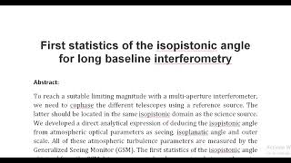 First statistics of the isopistonic angle for long baseline interferometry [upl. by Bolte]