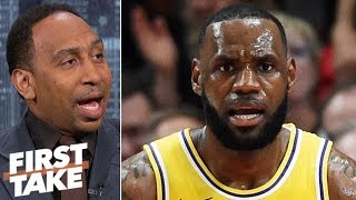 Stephen A LeBron James showed out in Lakers debut but expected more in 2nd half  First Take [upl. by Latsirhc197]