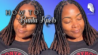 How To Bantu Knots on Knotless Braids [upl. by Anizor882]