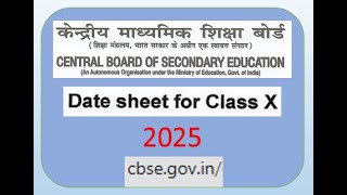 CBSE Class 10 Date Sheet 2025 Official from CBSE website Class 10 Exams 2025 FocusEducation432 [upl. by Aihseym]