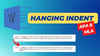 How To Create a Hanging Indent in Word for APA Format 7th Edition [upl. by Sadirah747]