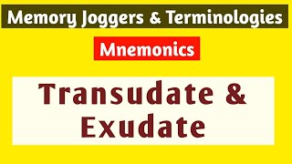 Transudate and Exudate Transudate vs Exudate Mnemonics to Easy Study Memory JoggerTerminologies [upl. by Natal985]