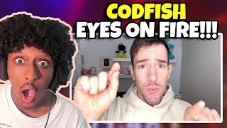 Yolow Reacts  Codfish  Eyes on Fire Blue Foundation Beatbox Cover Official Music Video [upl. by Neelehtak802]