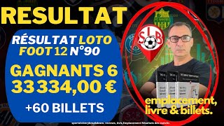 Résultat Loto Foot 12 N90 [upl. by Ynoffit]