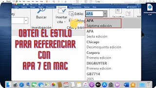 SOLUCION 2022 MAC APA 7 SEPTIMA EDICIÓN  DESCARGAR ACTUALIZAR APA 7 WORD EN MAC [upl. by Samantha]