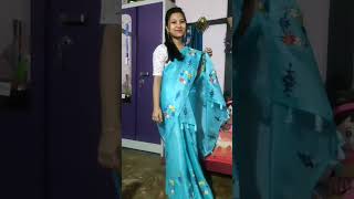 Mekhela Sador New designribbon Embroideryshortsvideo [upl. by Hoxsie]