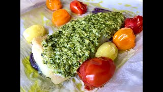 Baked cod with pesto crust [upl. by Silvio605]