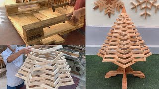 Unique Wood Ideas Everyone Will Need  Make A Christmas Tree From Scrap Pallets For Just 10 [upl. by Ahtenek343]