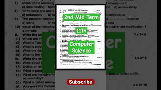 11th Computer Science 2nd Mid Term Question Paper exam [upl. by Vaules475]