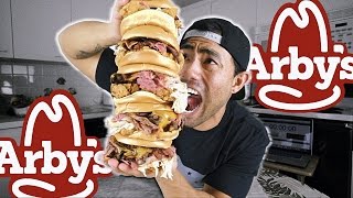 ARBYS MEAT MOUNTAIN CHALLENGE X 5  5100 CALORIES [upl. by Shaper]