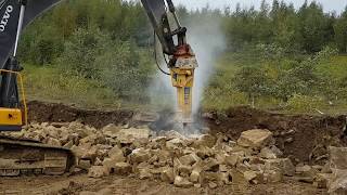 Hydraulic breaker Atlas Copco HB2000 on Volvo EC290CL EPIROC UK [upl. by Ymac]