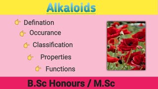 Alkaloids General Introduction  Lecture 01 [upl. by Laraine]