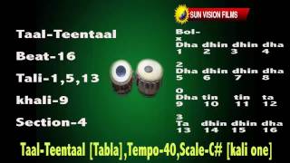 TAAL TEENTAAL TablaTempo 40bpmScale C kali One [upl. by Erdied]