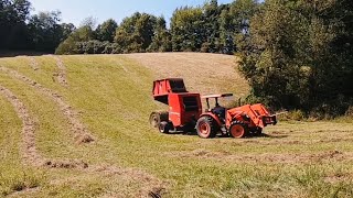 Beautiful DayBeautiful Hay Raking and Baling Kubota M6060 Farmtrac 60 [upl. by Anilocin]