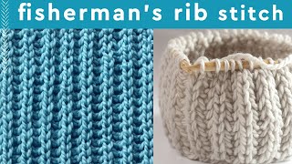 Fisherman’s Rib Knit Stitch Flat amp IntheRound 2 Row Repeat [upl. by Atsocal]