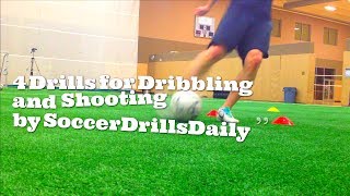 4 Soccer Drills for Dribbling and Shooting  SoccerDrillsDaily [upl. by Iohk]