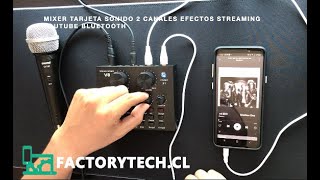 Mixer Tarjeta Sonido 2 canales efectoos streaming youtube bluetooth [upl. by Haroldson310]