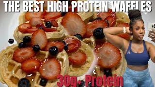 THE BEST HIGH PROTEIN WAFFLES FOR WEIGHT LOSS 30g protein breakfast idea for weight loss [upl. by Ardnuaek104]