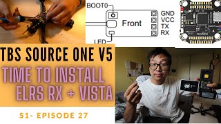 HOW TO INSTALL A ELRS RX amp VISTALINK TO A FLIGHT CONTROLLER  TBS SOURCE ONE V5 Budget Build  EP 4 [upl. by Esirec805]