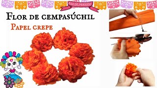 Como hacer Flores de Cempasúchil de papel crepe 🏵 Día de muertos 🕸diademuertos flor cempasuchil [upl. by Frasquito]