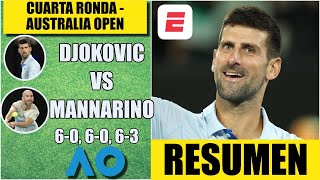 Novak Djokovic vs Adrian Mannarino  RESUMEN HIGHLIGHTS  Cuarta Ronda  Australian Open 2024 [upl. by Hillari]