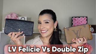 LOUIS VUITTON FELICIE POCHETTE VS DOUBLE ZIP POCHETTE WHAT FITS AND MOD SHOTS [upl. by Neik]