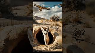 A fennec fox kit sharpens senses evading a hawks gaze wildlife animals wildwildlife [upl. by Ppik]