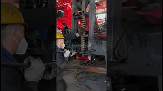 Installation process of leaf spring on large trailer [upl. by Tirreg38]