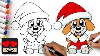 How To Draw Christmas Puppy [upl. by Schreibman]