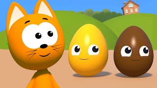 Learn colors with Balloons and Surprise Eggs  Meowmeow Kitty fun games for kids [upl. by Melony]