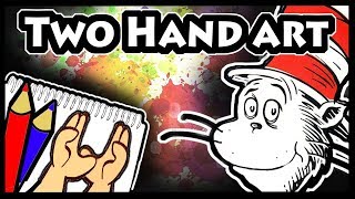 How to Draw CAT IN THE HAT  Ambidextrous Drawing [upl. by Ruscher660]