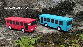 How to make a paper BUS thats so cute Paper CAR [upl. by Nosak643]