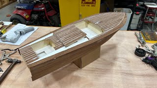 Dumas Chris Craft Build Pt 3 Planking [upl. by Idyak]